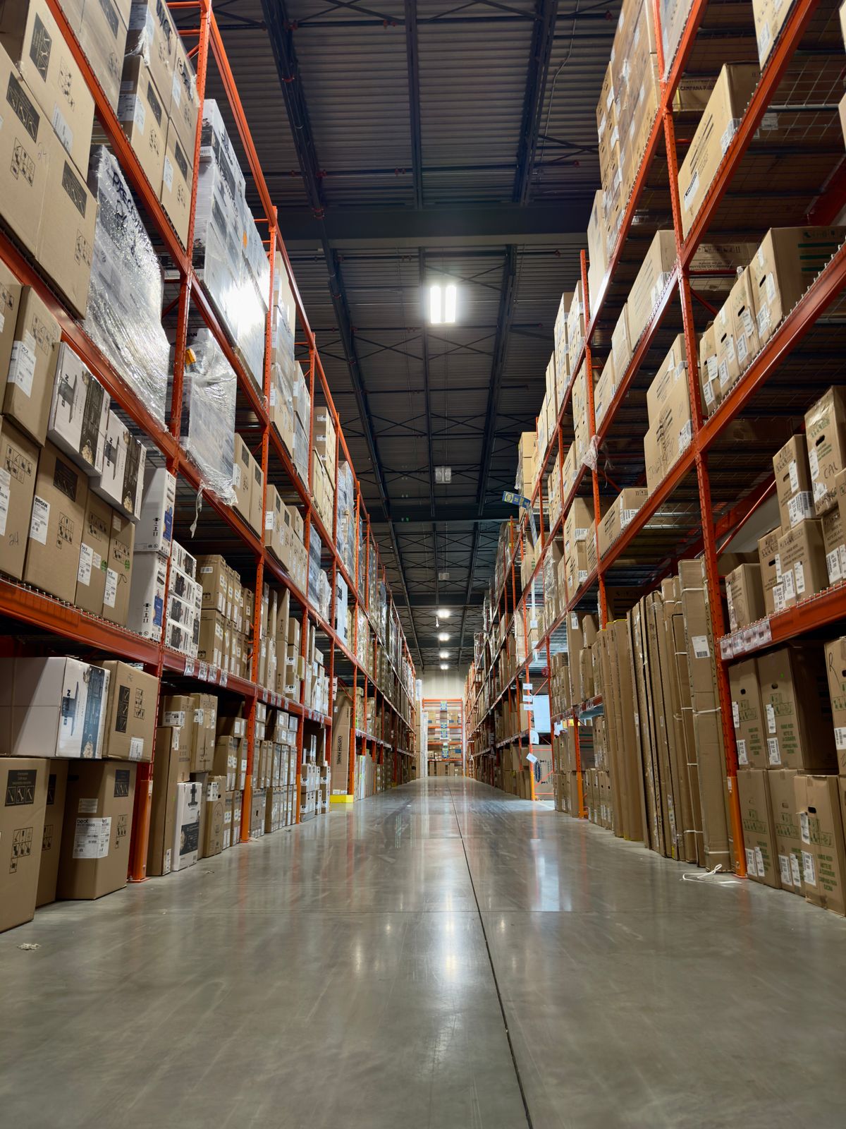High-bay racking inside a Triangle-area distribution warehouse